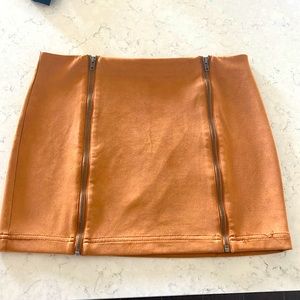 Brown Polyester Skirt with Zipper Designs